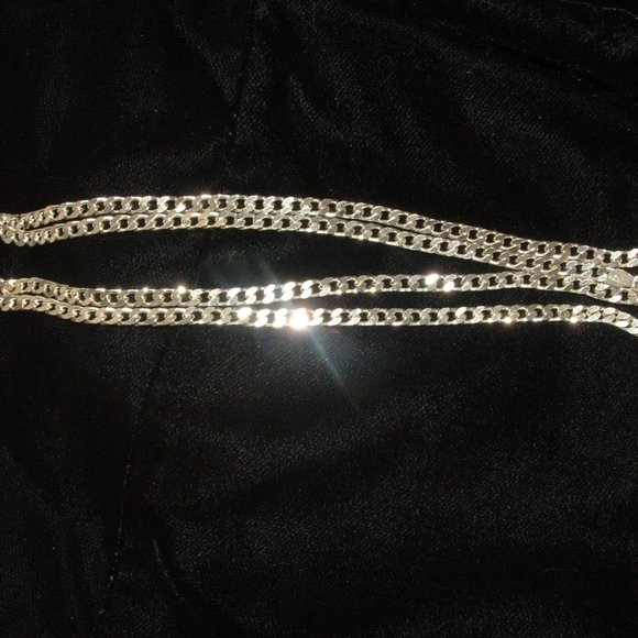 Sterling Silver Curb Link Chain Necklace 30” in Italy Solid - Picture 6 of 8
